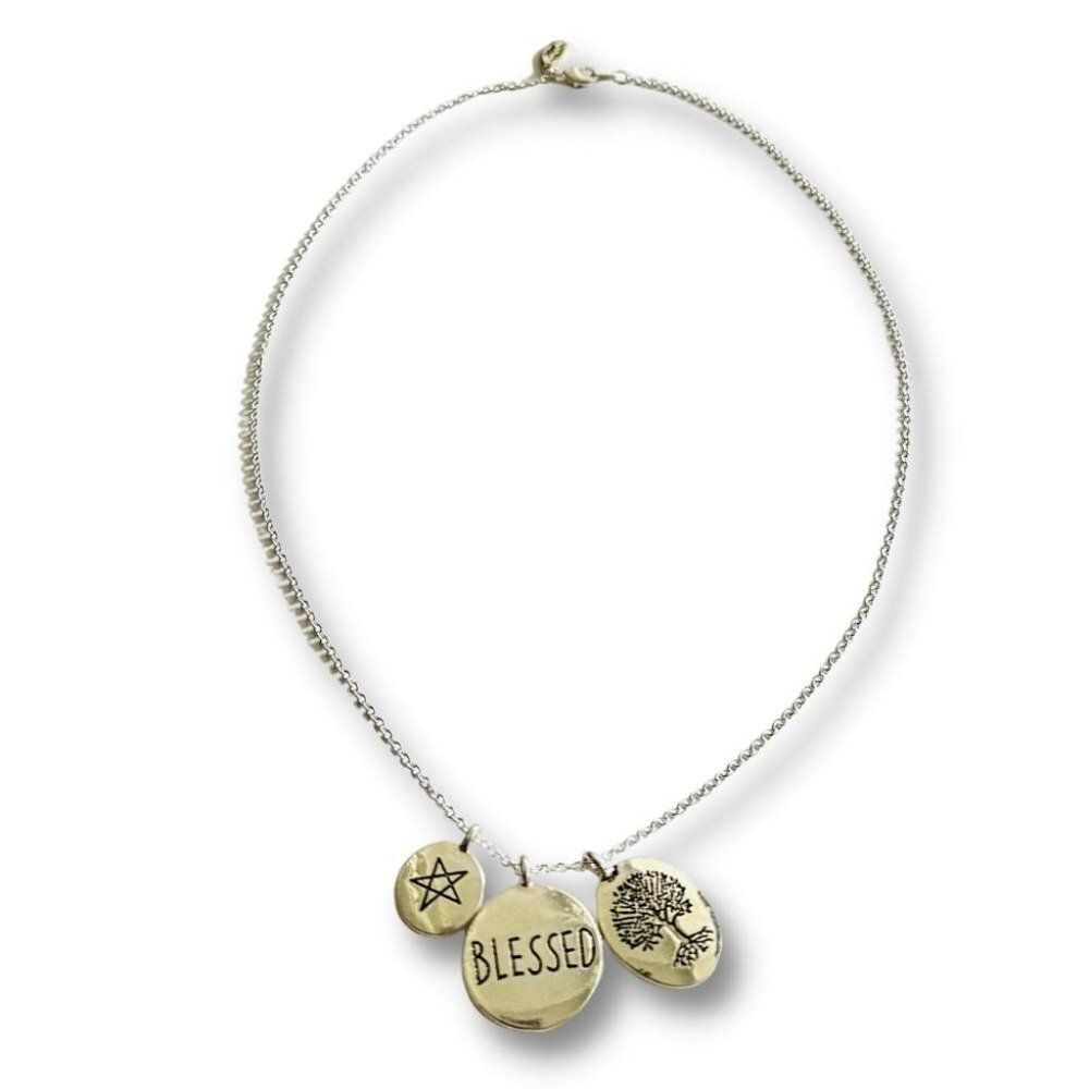 Alisa Michelle - Silver Necklace - Blessed - 3 Charms - NWT
